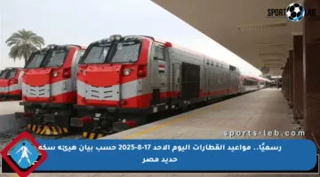 رسميًا.. مواعيد القطارات اليوم الأحد 17-8-2025 حسب بيان هيئة سكة حديد مصر